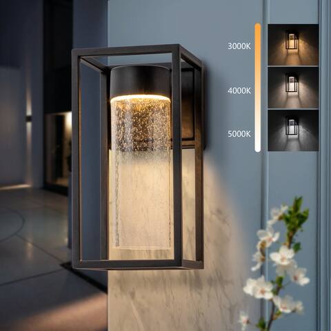 11.25" 3-color-changeable Modern LED Wall Sconce with Seeded Glass