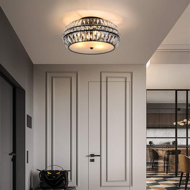 3-Light 18.31" Crystal Flush Mount Ceiling Light