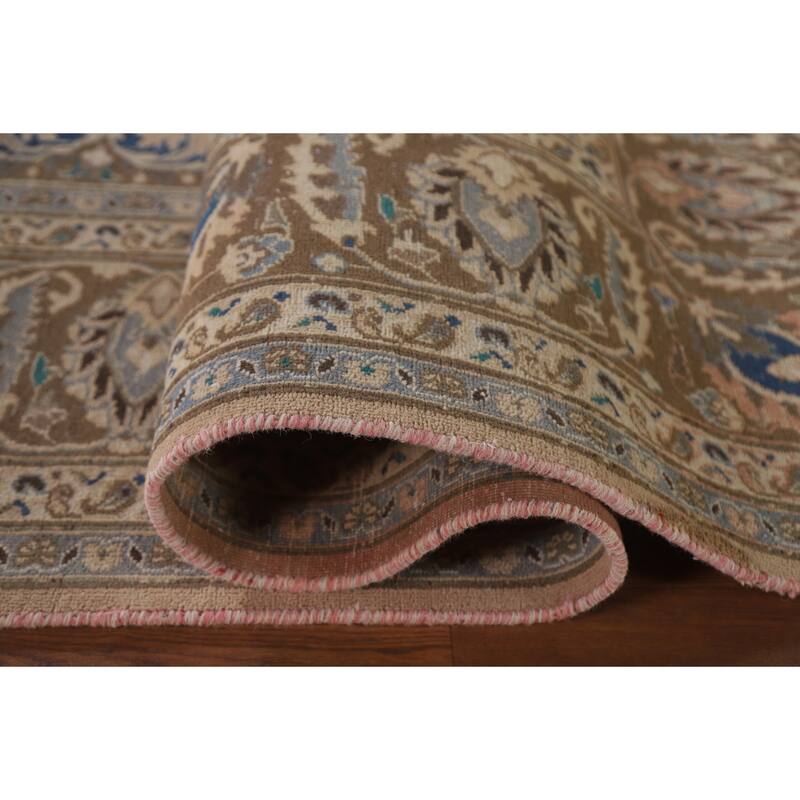 Hand Knotted Oriental 100% Wool Carpet Traditional Floral Peach Mashad Area Rug - 12' 6'' X 9' 7''