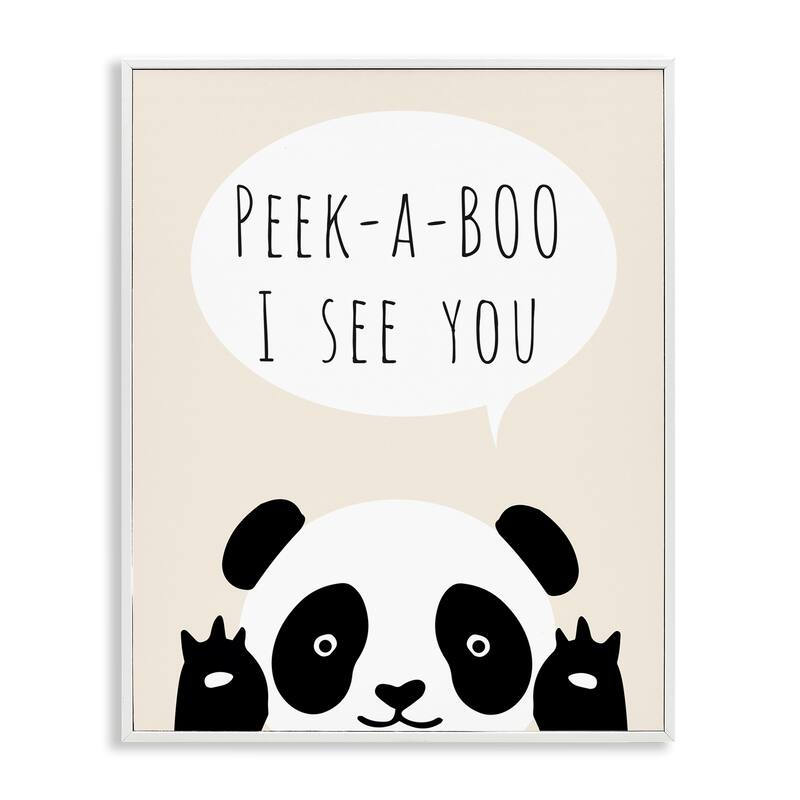Stupell Peek-a-Boo Panda Bear Framed Giclee Art Design By Chen Alyesh - 11 x 14 - White