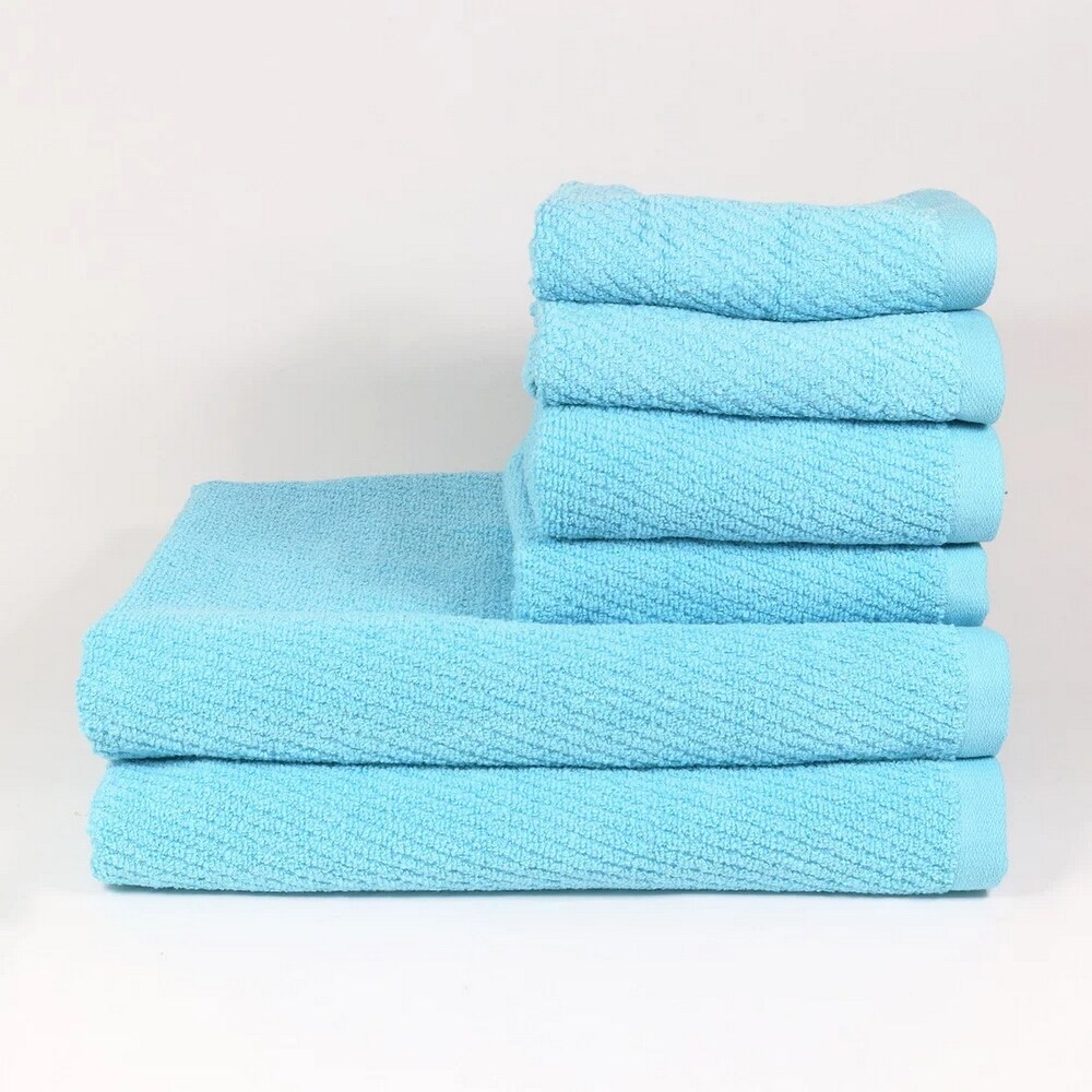 Central Park Studios Grace Textured Zero Twist Set of 4 Bath Towels in Bleached Denim, Size: 4 Pack