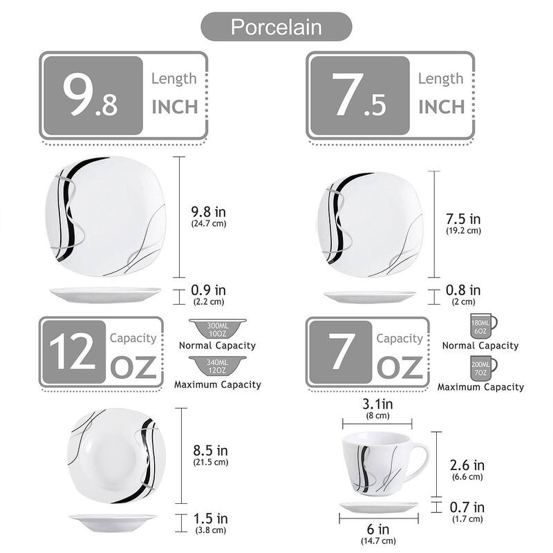 VEWEET Fiona Porcelain Dinnerware Set