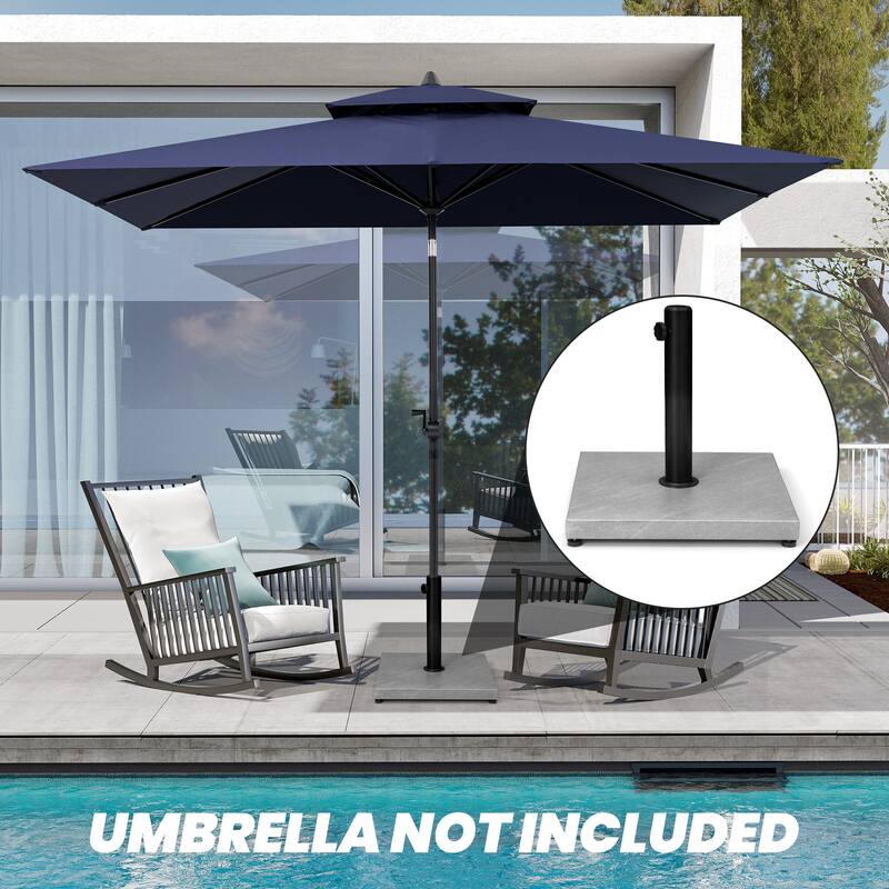 Umbrella Base Holder Square Weighted Stand for Outdoor Market Umbrella, Cement Concrete Steel