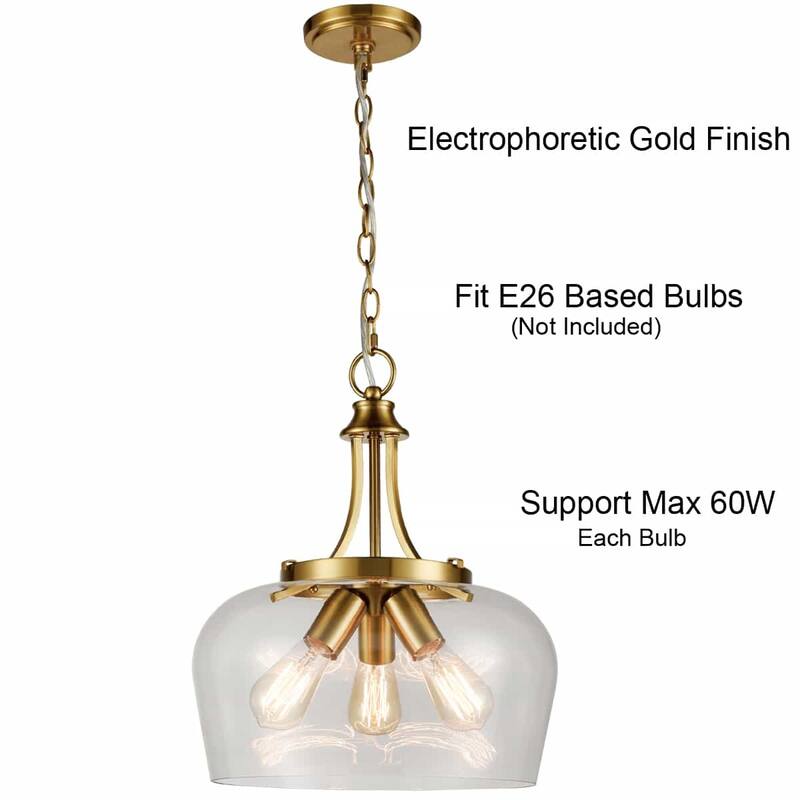 Madinari 3-Light Modern Ceiling Pendant Light Clear Glass Pendant Lighting