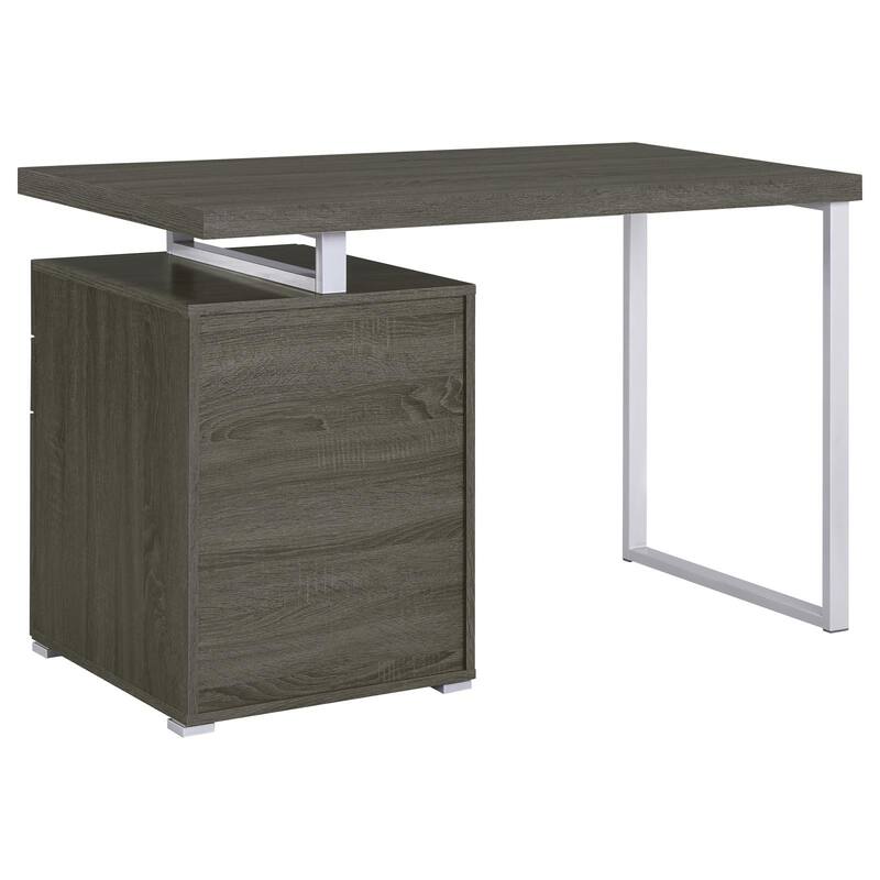 Contemporary Computer Desk with 3 Drawers, Filing Cabinet, and Deep Cappuccino Finish for Home Office or Study