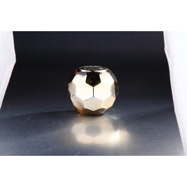 7" Silver and Golden Colored Hexagon Hand Blown Glass Vase - N/A
