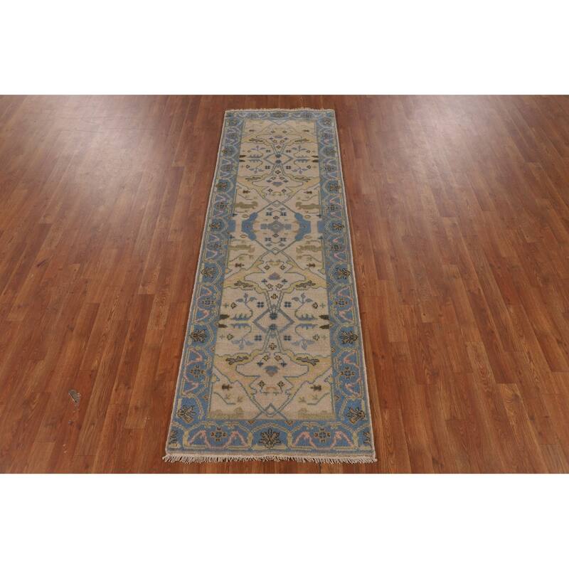 Oushak Oriental Runner Rug Hand-Knotted Wool Carpet - 2'7"x 7'10"