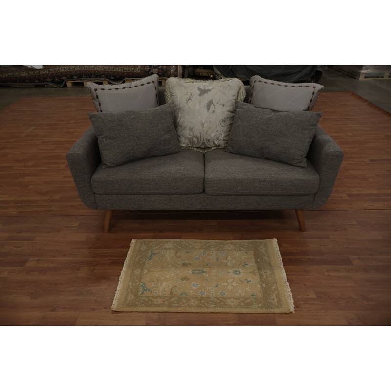 Hand Knotted Oriental 100% Wool Carpet Traditional All-Over Brown Ziegler Area Rug - 3' 0'' X 1' 11''