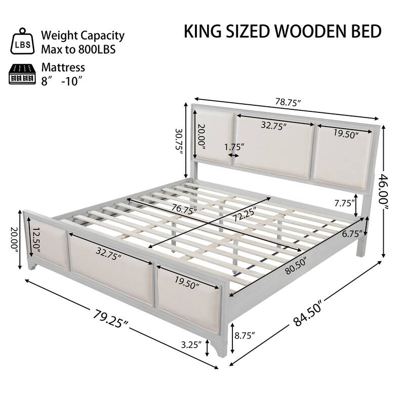 Christopher Knight Home - Hendrix Modern Farmhouse Upholstered Wood Platform Bed with Panel Headboard and Footboard