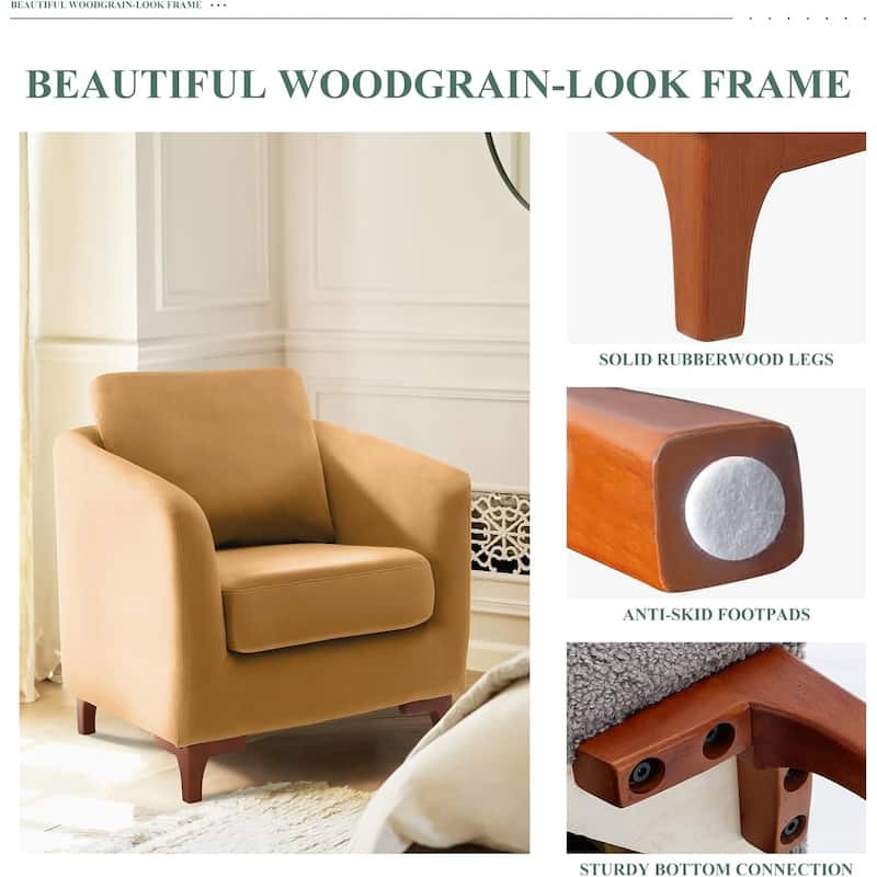 Sherpa Accent Chair with Storage Ottoman Set, Upholstered Barrel Club Arm Chair with Footrest Set of 1/2