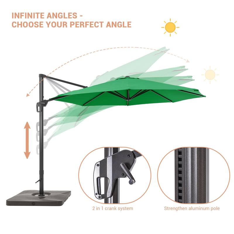 LIVOOSUN 11ft Patio Offset Umbrella Cantilever Umbrella with Base