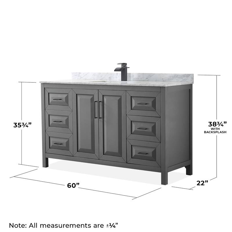 Wyndham Collection Daria 60" Free Standing Single Vanity Set with MDF