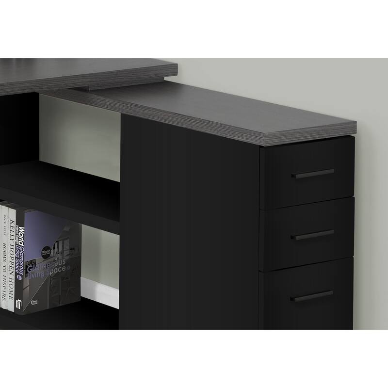 Contemporary L-Shape Desk with 3 Storage Drawers and File Organizer for Home Office