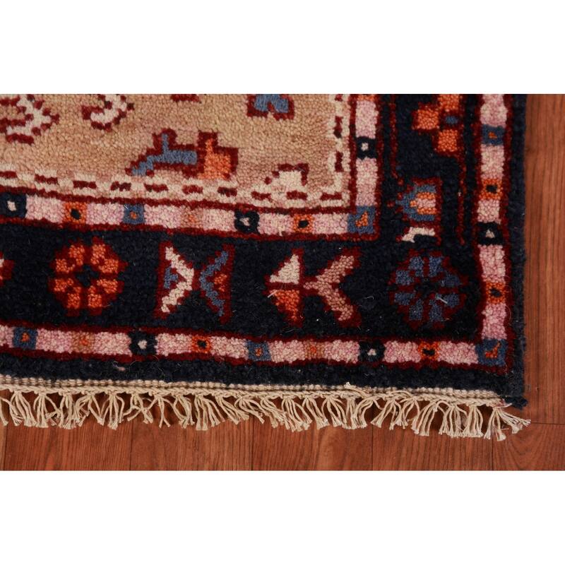 Geometric Khotan Indian Foyer Rug Handmade Wool Carpet - 2'10"x 5'0"