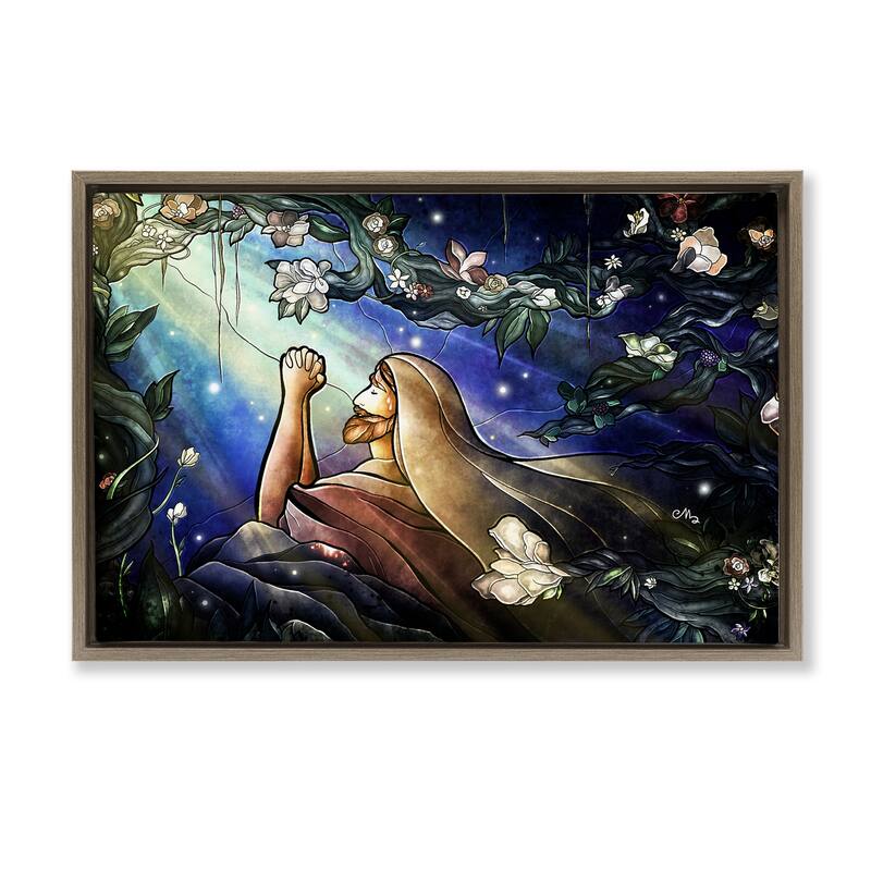 Stupell Religious Gethsemane Prayer Framed Floater Canvas Wall Art Design By Mandie Manzano - 25 x 17 - Brown