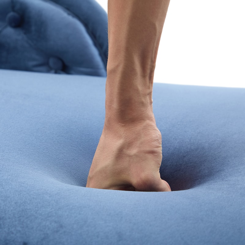 Christopher Knight Home - Bressi Modern Velvet Upholstered Chaise Lounge with Tufted Backrest, Nailhead Trim & Pillow