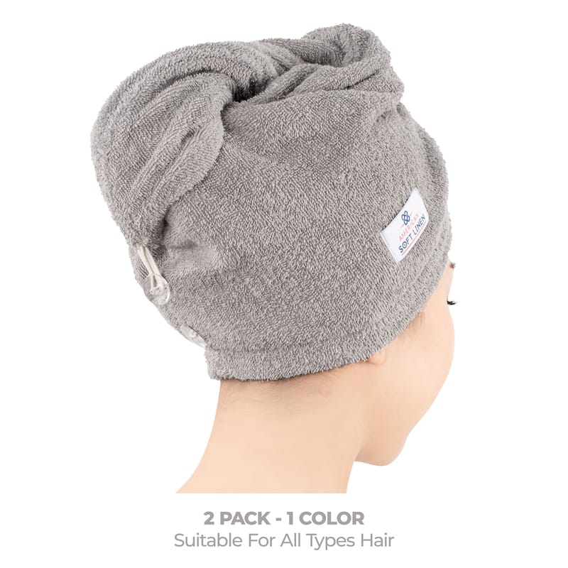 American Soft Linen 100% Cotton Hair Drying Towels for Women, Cotton Hair Turban Turkish Towel Wrap, Head Towel Cap for Hairs