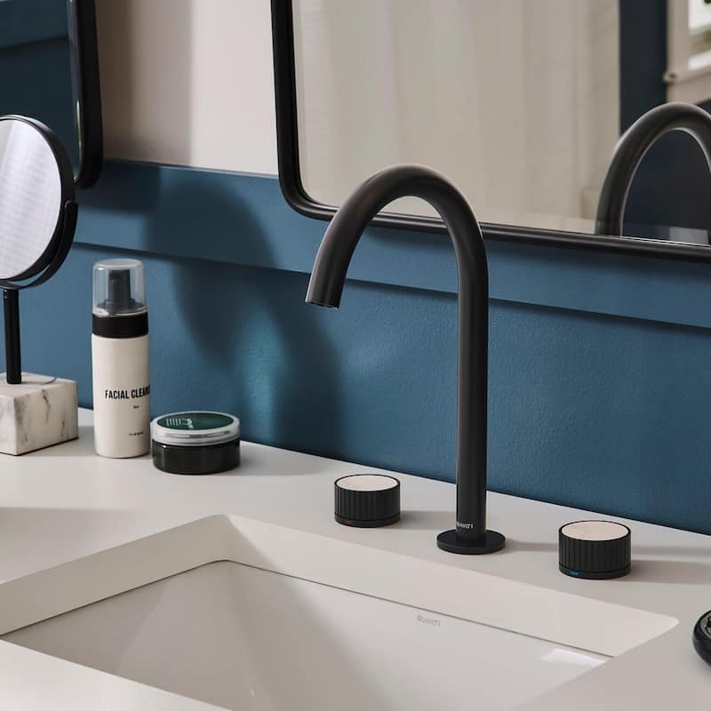 Ruvati Athena Two Handle Stone Marble Inlay Twist Bathroom Faucet in Matte Black- RVF5232MB - 7'6" x 9'6"