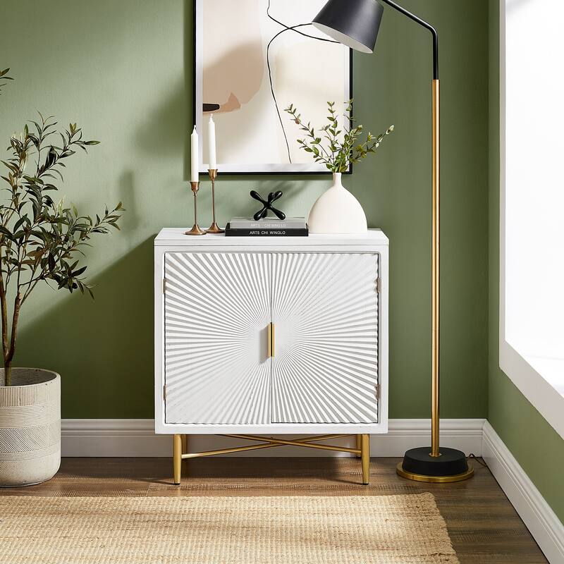 Art Leon Textured Wood Sideboard Accent Cabinet - White