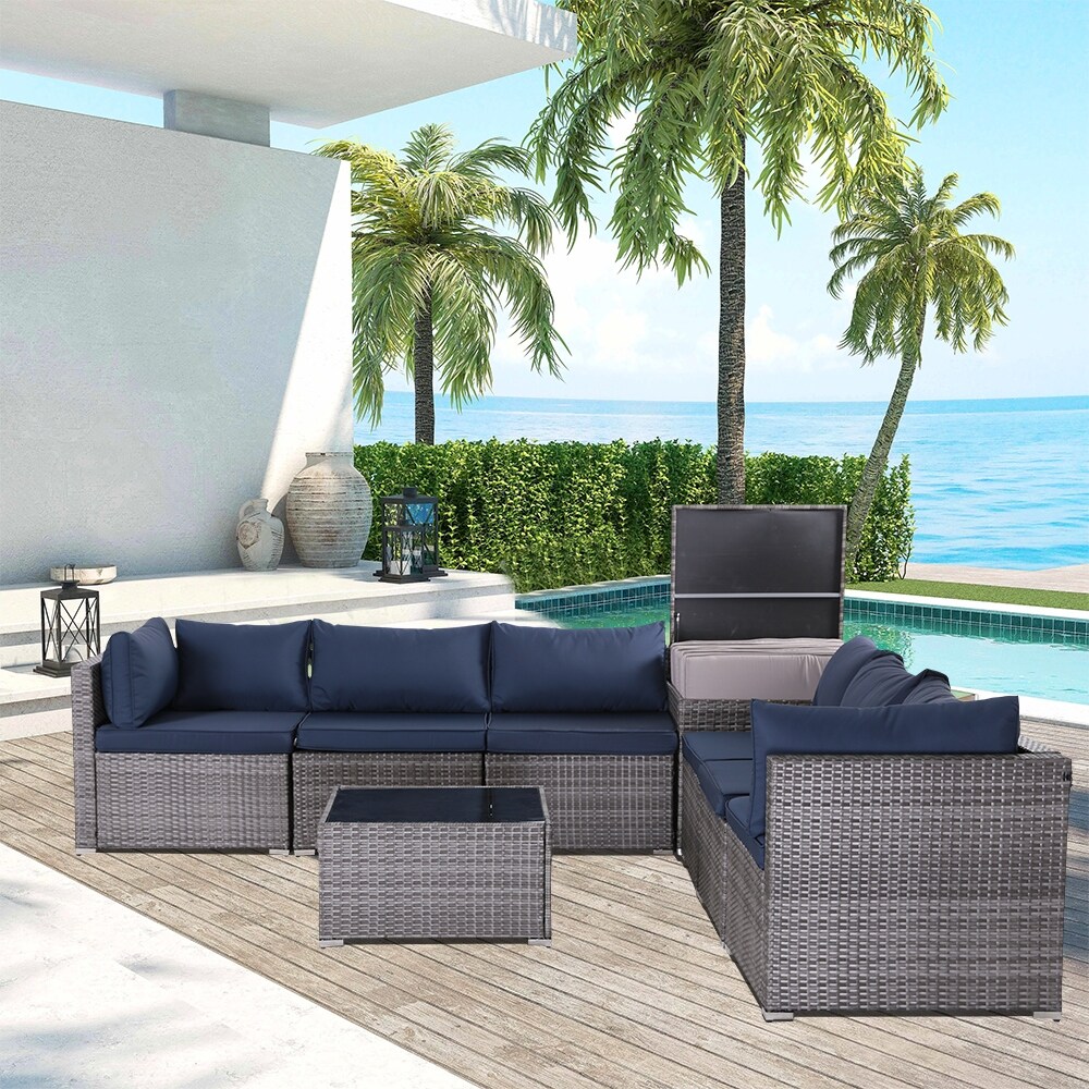 Blue patio cushions cheap