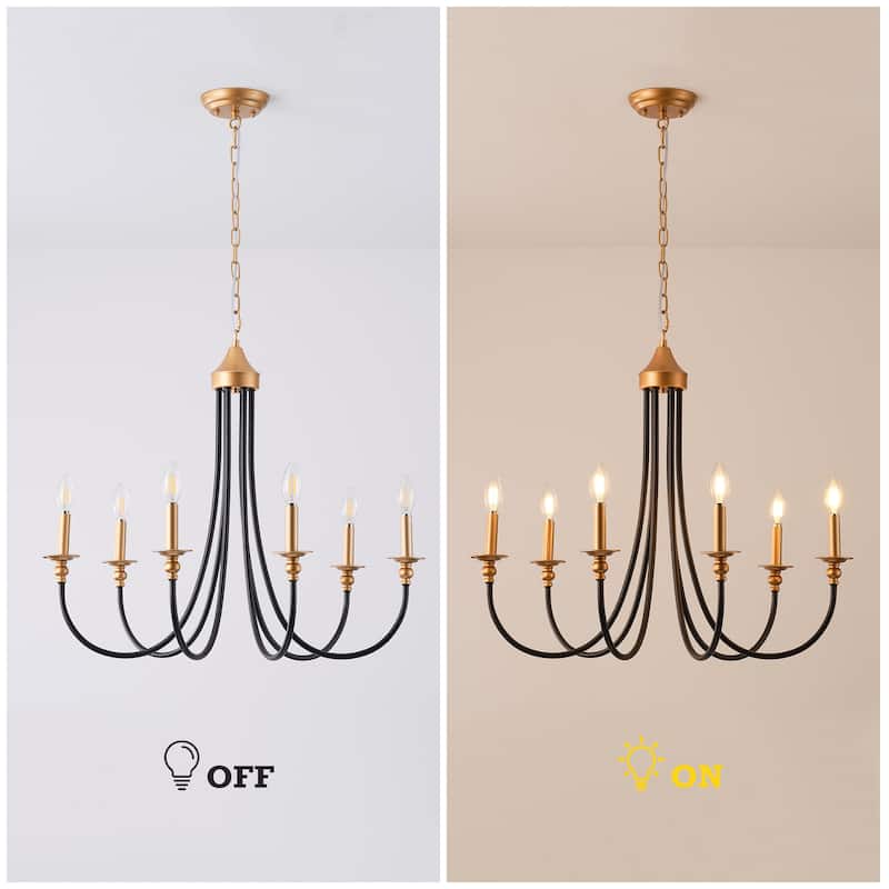 6-Light Farmhouse Antique Candlestick Dining Room Chandelier Fixture