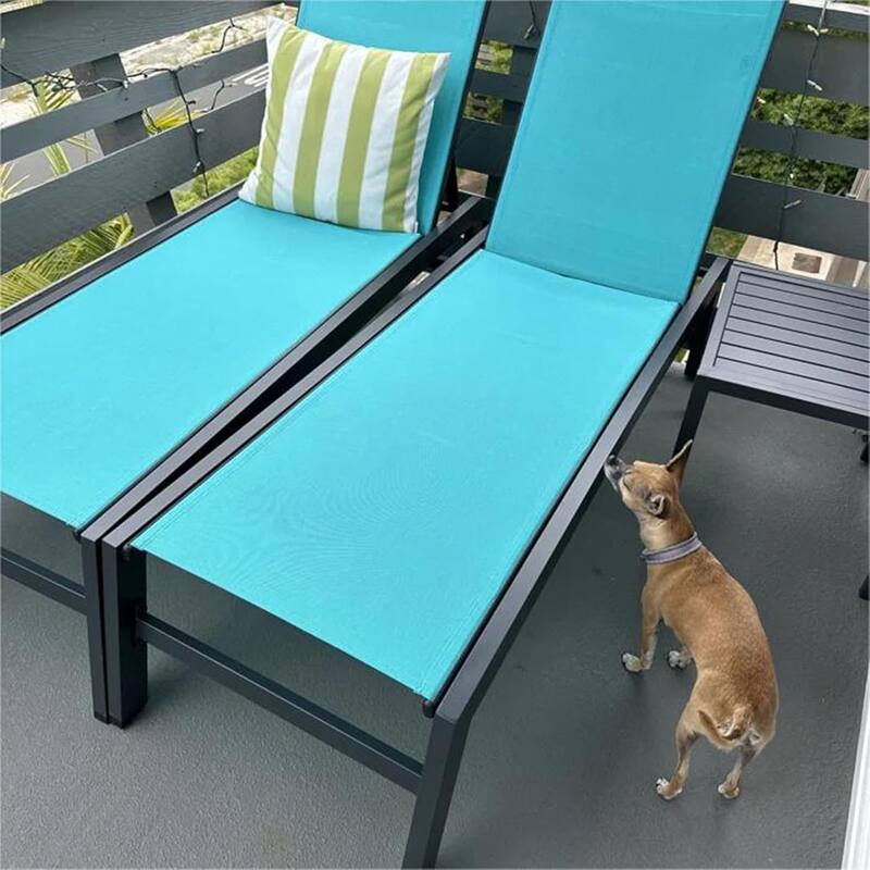 PURPLE LEAF Adjustable Patio Chaise Lounge Set 2 Pieces Lounge Chairs with Wheels and Side Table