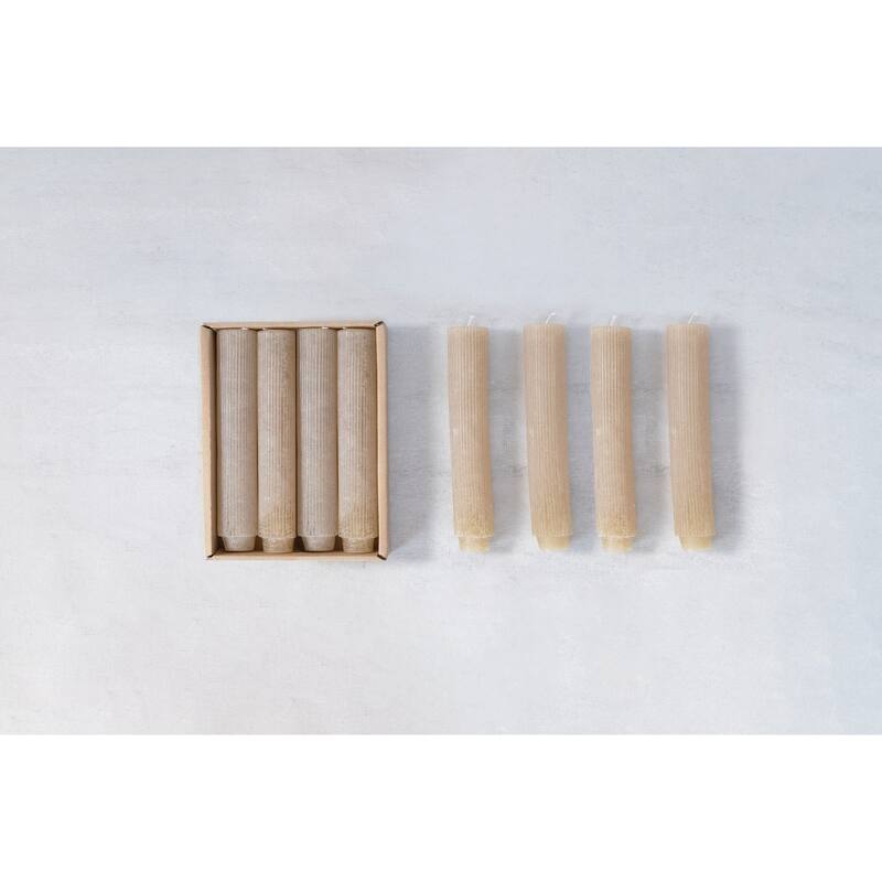 Unscented Pleated Taper Candles in Box, Set of 12