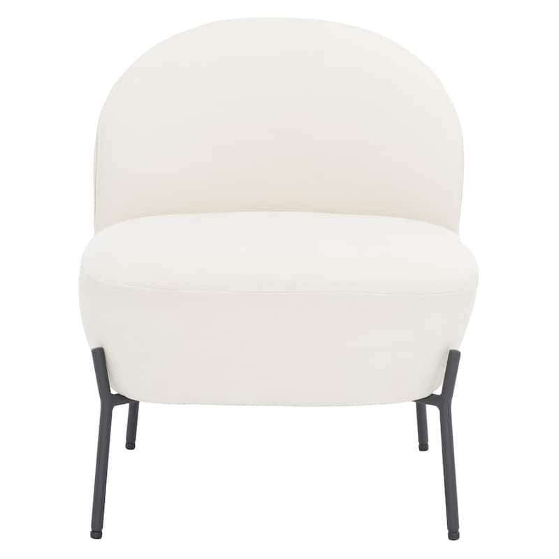 SAFAVIEH Geena Petite Velvet Slipper Chair - 21 In. W x 26 In. D x 26 In. H - 21Wx26Dx26H - Cream/Black