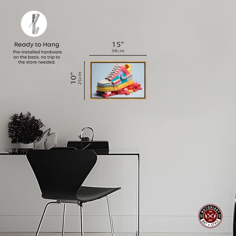 Notoriart Toy Sneaker Pastel Framed Sneaker 1 Piece Canvas Wall Art