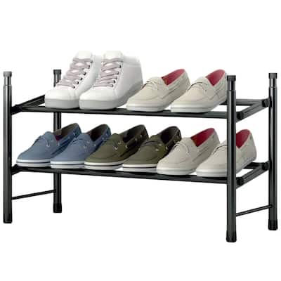PREMIUS 2-Tier Shoe Rack, Black, 29x12x16.5 Inches - 29x12x16.5 Inches