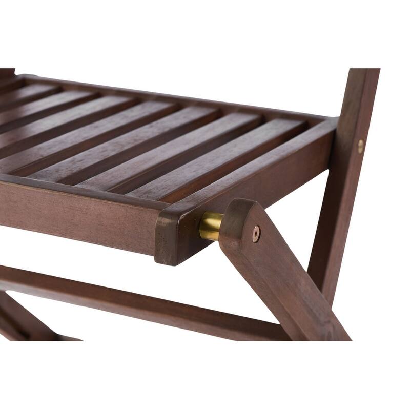Acacia Wood Bistro Set with 2 Folding Chairs & Round Table, 3-Piece