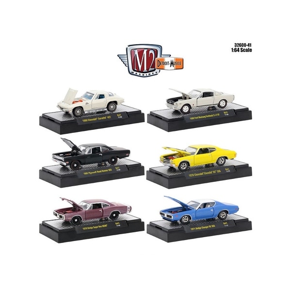 Detroit Muscle 6 Cars Set Release 41 IN DISPLAY CASES 1/64 Diecast Model Cars by M2 Machines
