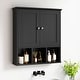 preview thumbnail 25 of 54, Futzca Bathroom Cabinet Wall Mounted, Storage Cabinet with Doors and Shelves Black - With Open Storage