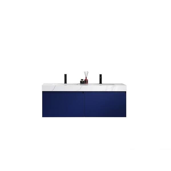Shop Maos 60 Dark Gray Navy Blue Wall Mount Modern Bathroom Vanity Set Overstock 31276092