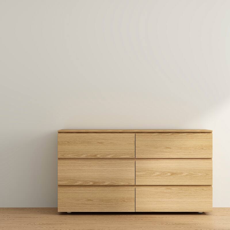 FUFU&GAGA 59" Modern Space Saving 6 Drawer Double Dresser Buffet Sideboard Chest