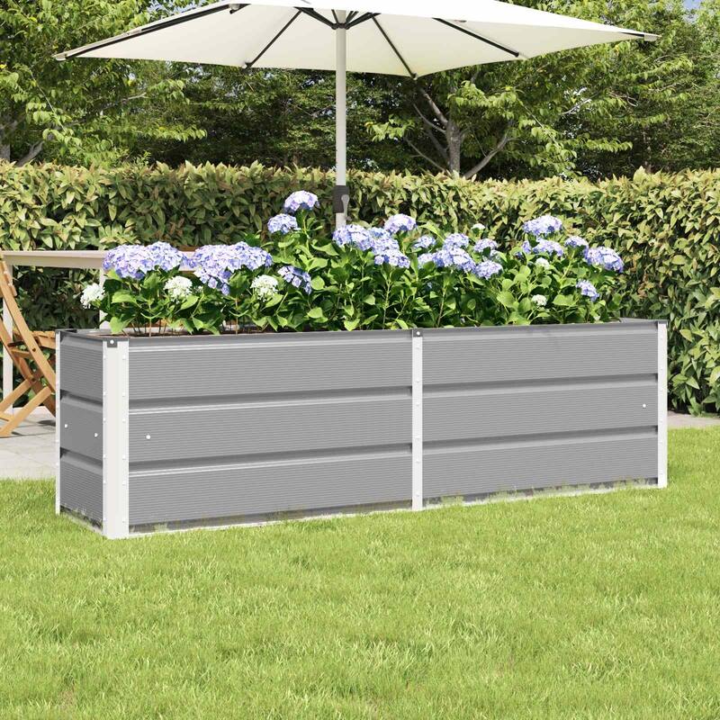 vidaXL Planter in Steel - 39.37 x 15.75 x 17.72" - Grey - 62.99 x 15.75 x 17.72 in