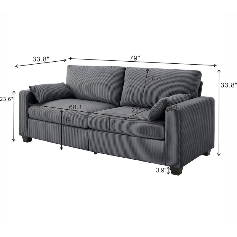 Modern Loveseat Sofa for Living Room, Removable Cover, Spring Cushions, Solid Wood Frame, Wide Armrest for Small Space