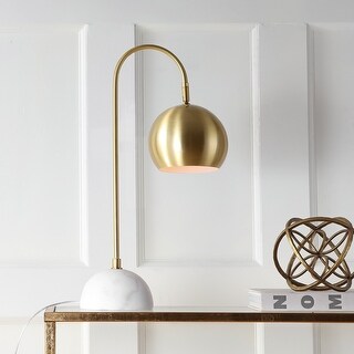 Mae 23.5" Metal/Marble LED Table Lamp, Brass Gold/White by JONATHAN  Y