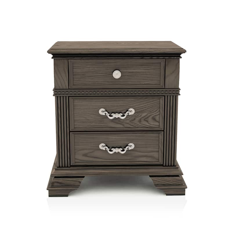 Stroh Traditional Wood 2-Drawer Nightstand with USB Charger by Furniture of America - Grey