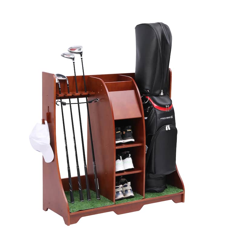 Freestanding Sports Rack Equipment Garage Organizer Golf Sport Storage - N/A - Brown