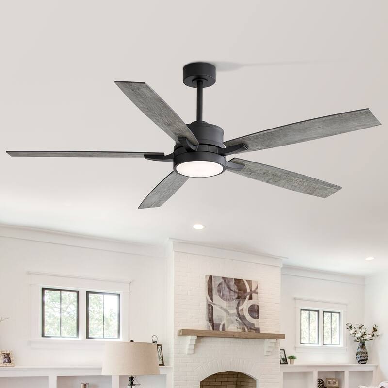 65 Inch 5-Blade Black LED Ceiling Fan with Light and Remote - Remote