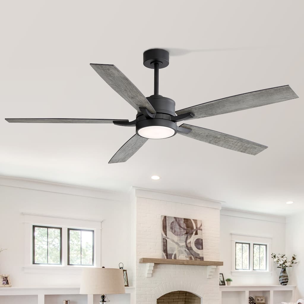 65 Inch 5-Blade Black LED Ceiling Fan with Light and Remote