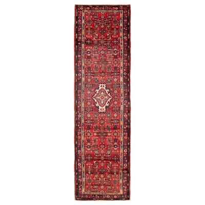 ECARPETGALLERY Hand-knotted Andelz Red Wool Rug - 3'6 x 12'7