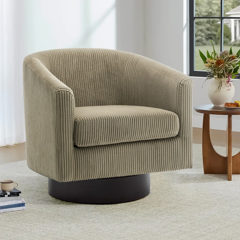 Corduroy Upholstered Swivel Barrel Chair