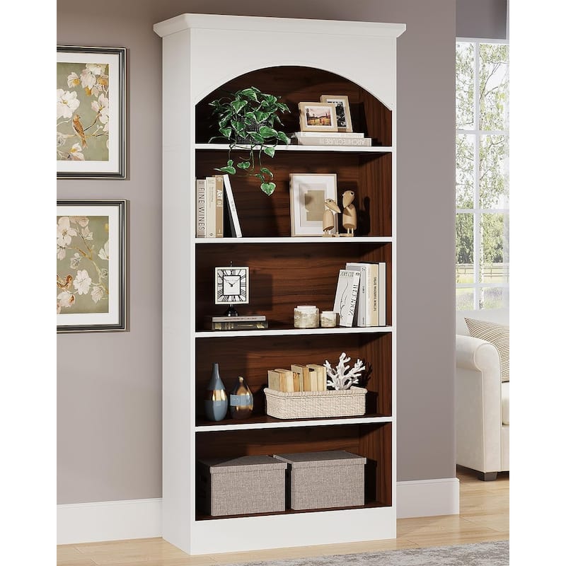 70.9 Inches 5-tier Tall Narrow Bookcase Cube Bookshelf with Storage - 5-Shelf - White & Oak