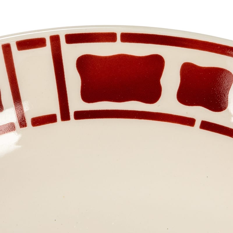 Hand-Painted Stoneware Footed Bowls with Pattern - 8.5"L x 8.5"W x 2.5"H