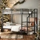 preview thumbnail 2 of 24, Twin Over Twin Metal Bunk Bed with Storage Ladder and Wardrobe