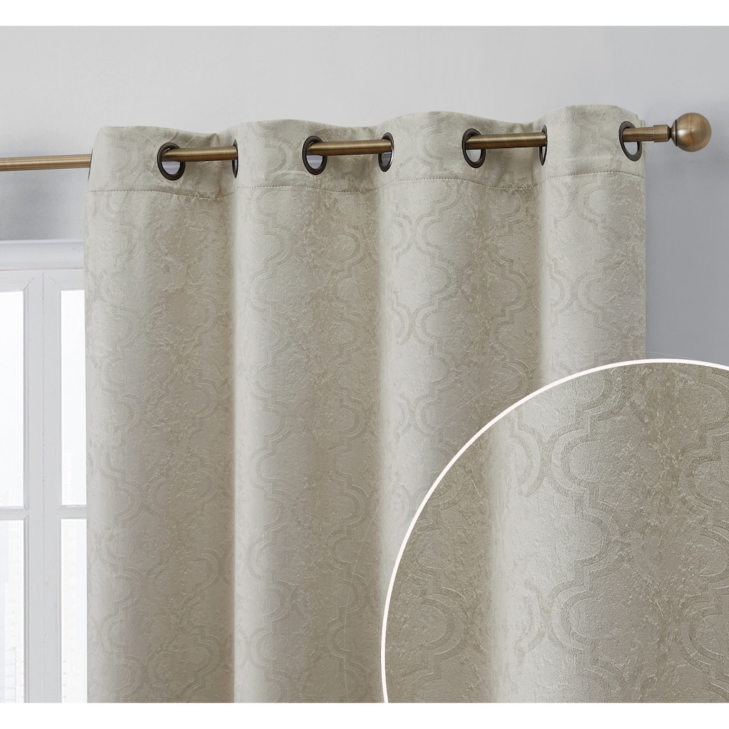 HLC.me Redmont Lattice Thermal Room Darkening Light Blocking Privacy Blackout Grommet Curtain Panels - Set of 2