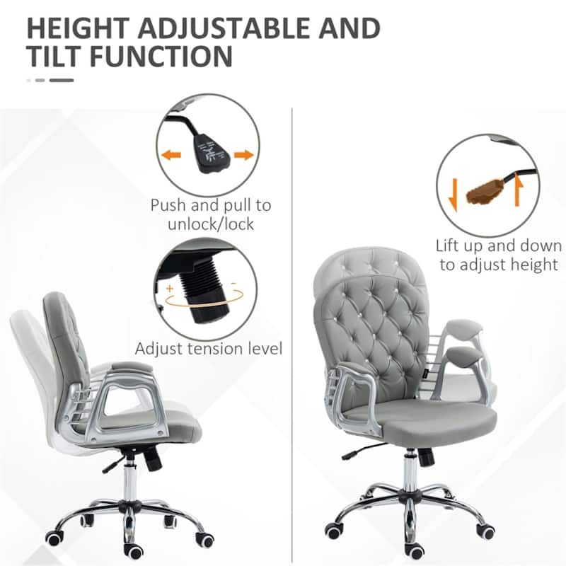 Faux Leather and Nylon Wheels Office Chair with Swivel, Wheels and Tilt - 23.5" W x 23.75" D x 36.5" -40.5" H