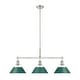 preview thumbnail 1 of 1, Yep by Golden Lighting Orwell 3-light Island Light in Pewter and Pine Green shade - 3 Light Linear Pendant